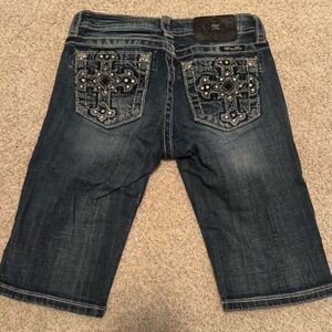Miss Me Embellished Denim Bermuda Shorts Girl Size 14